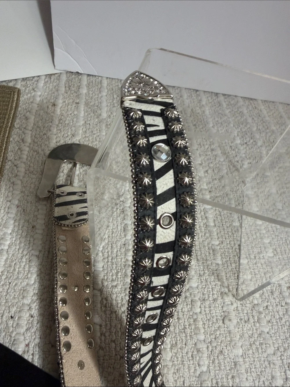 Nocona Western Zebra Belt Women’s M Turquoise Rhinestone Studded Cowgirl